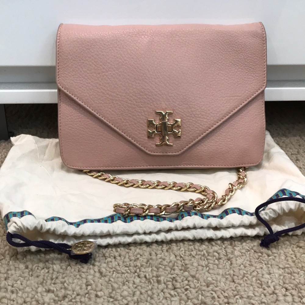 Tory Burch Pink/Champagne Kira Envelope Chain Bag